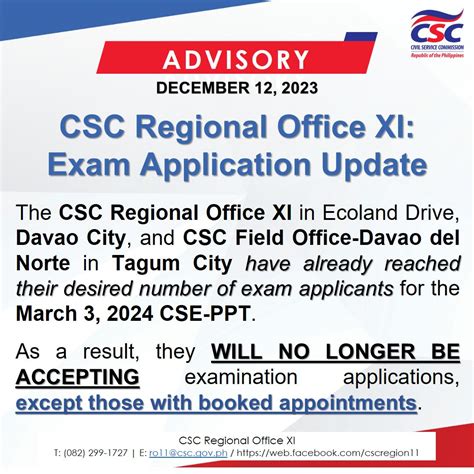 civil service exam davao|CSC Regional Office XI .